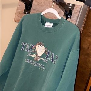 Vintage green taz crewneck looney tunes 1995